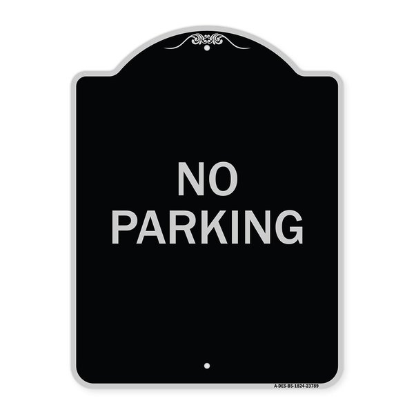 Signmission Designer Series No Parking 2, Black & Silver Heavy-Gauge Aluminum Sign, 24" x 18", BS-1824-23789 A-DES-BS-1824-23789
